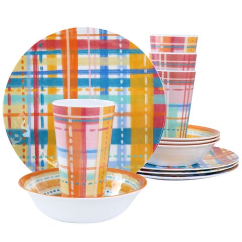 California Designs Casablanca 12pc Melamine Dinnerware Set