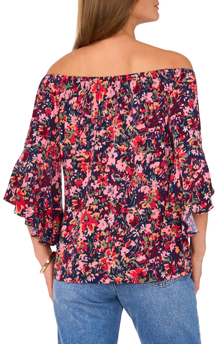 Vince Camuto Floral Flutter Sleeve Off the Shoulder Top, Alternate, color, 