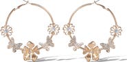 Jessica Simpson Flower and Butterlfy Hoop Earrings