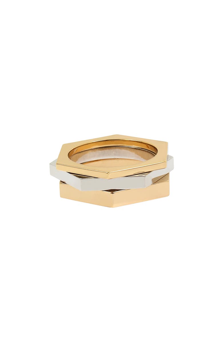 AllSaints Hexagon Stacking Ring Set, Main, color, 