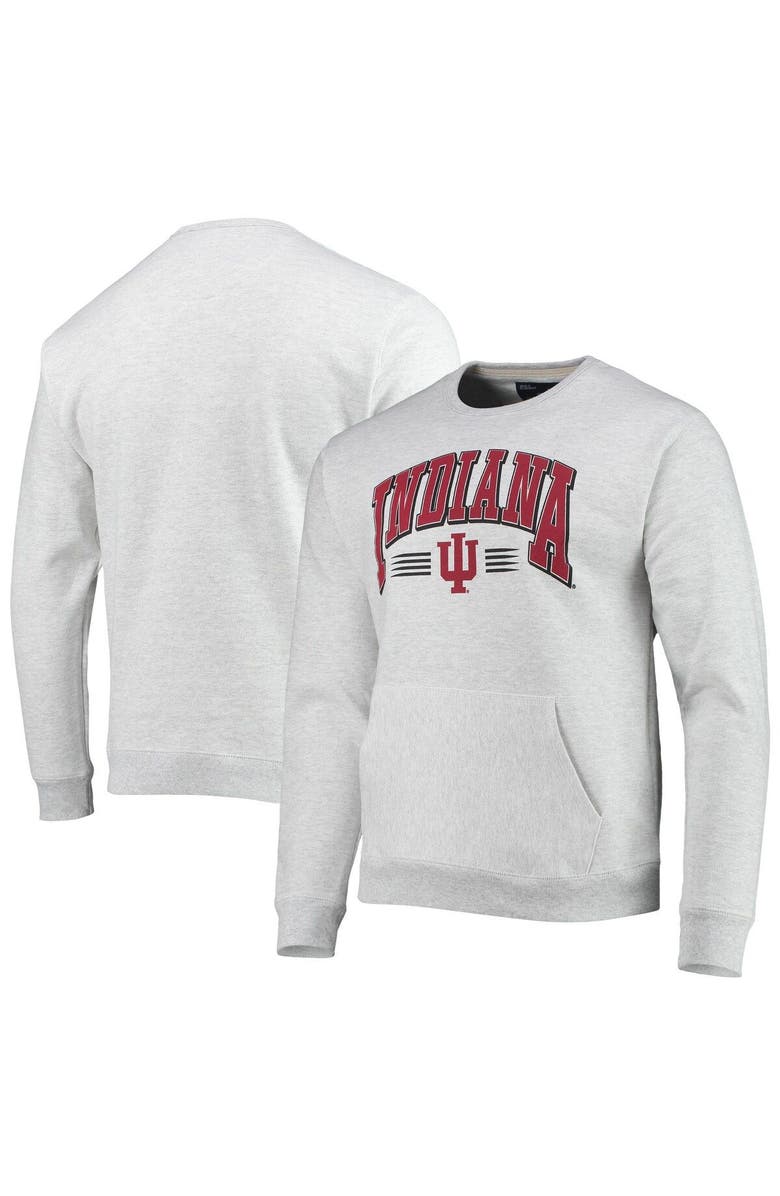 LEAGUE COLLEGIATE WEAR Men's League Collegiate Wear Heathered Gray Indiana Hoosiers Upperclassman Pocket Pullover Sweatshirt, Main, color,