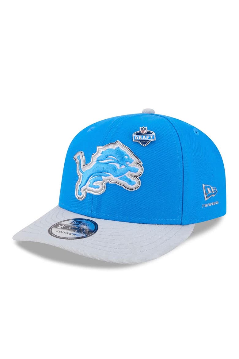 Men's New Era  Blue/Silver Detroit Lions 2026 NFL Draft On Stage Pre-Curved 9FIFTY Snapback Hat, Main, color, Blue