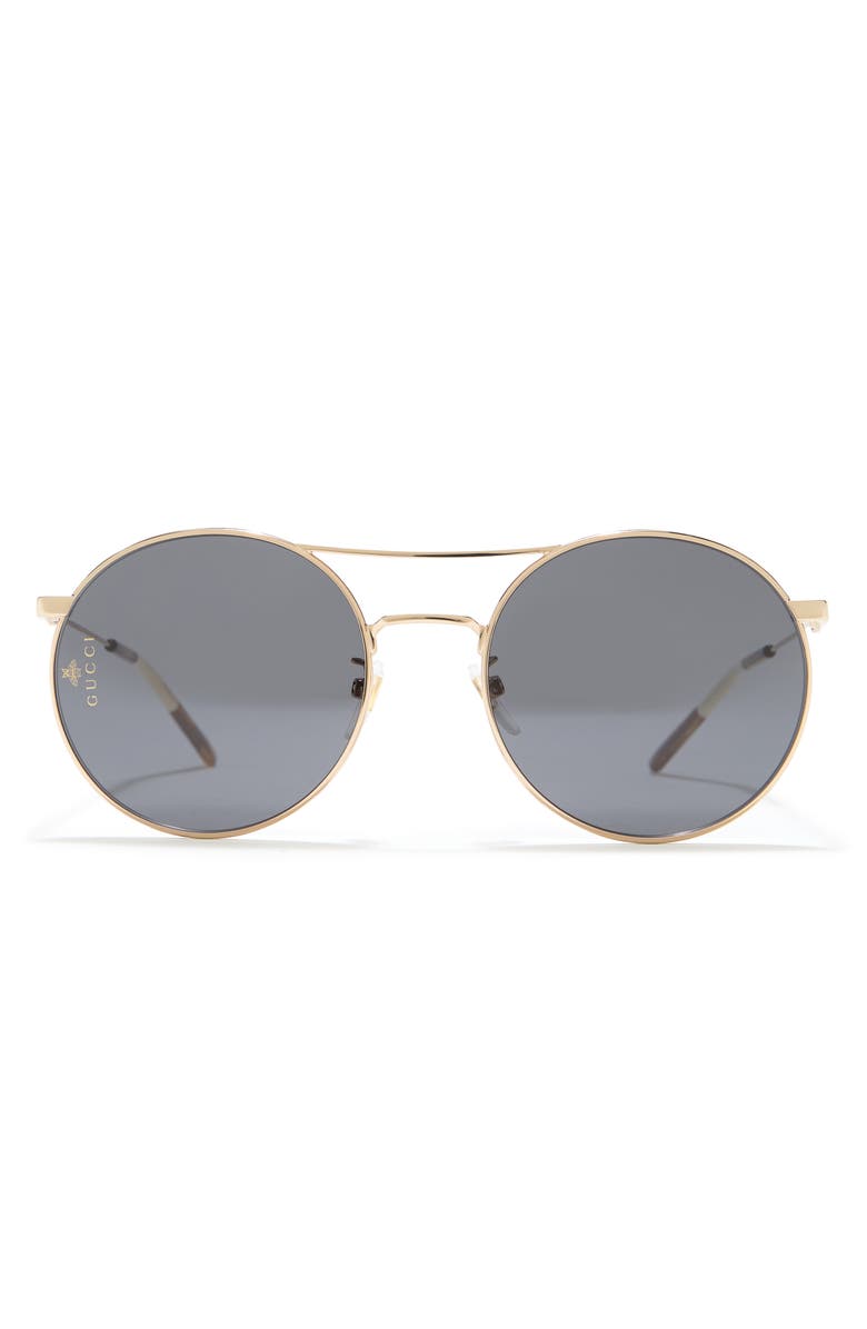 Gucci 56mm Round Sunglasses, Main, color, Gold Gold Grey