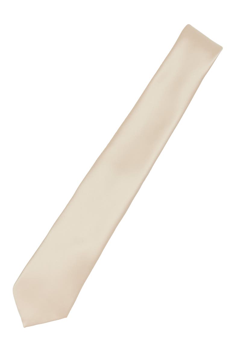 Men's Solid Satin X-Long Tie, Alternate, color, CHAMPAGNE