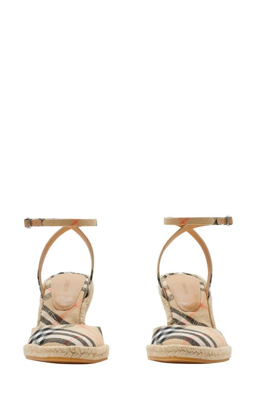 Burberry Mews Ankle Strap Espadrille Wedge Sandal In Sand Ip Check