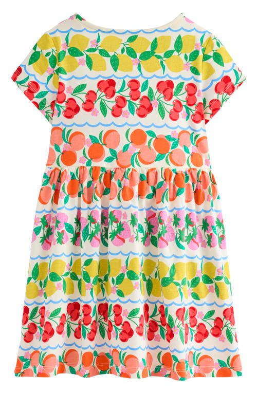 Mini Boden Kids' Fun Heart Pocket Jersey Dress In Rainbow Fruit Stripe
