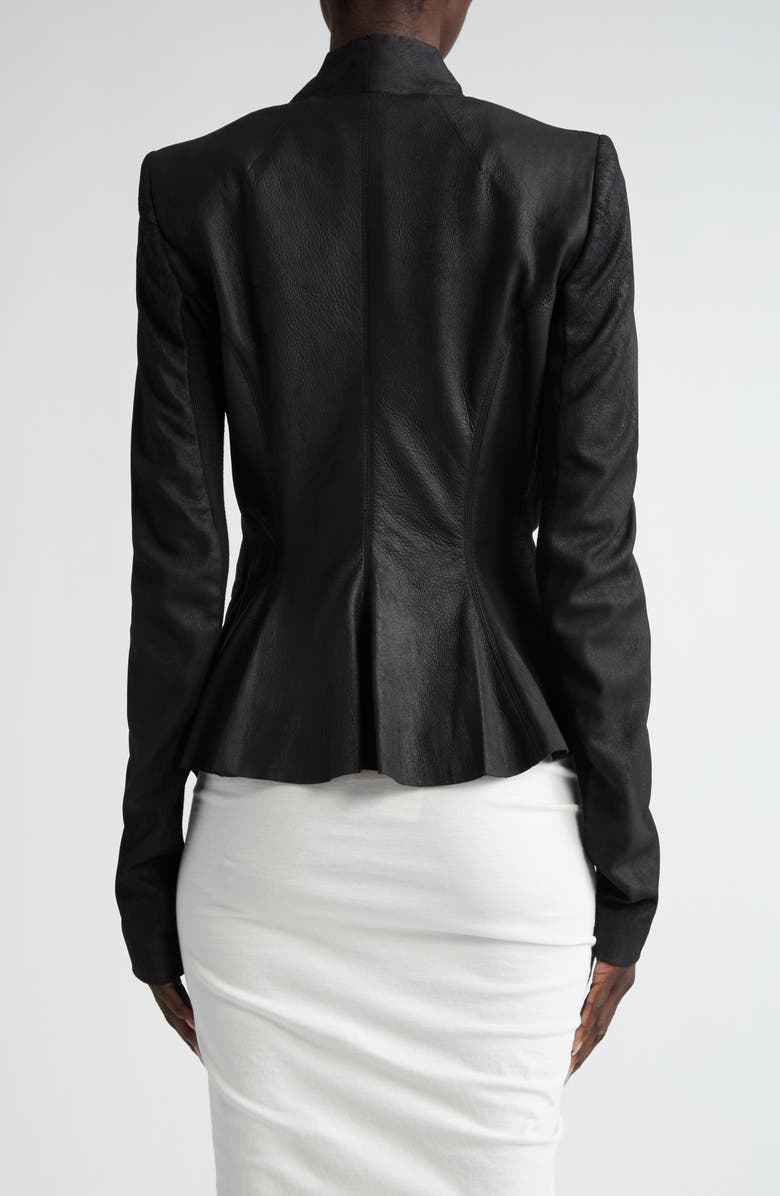 Rick Owens Side Tie Leather & Knit Wrap Top, Alternate, color, 