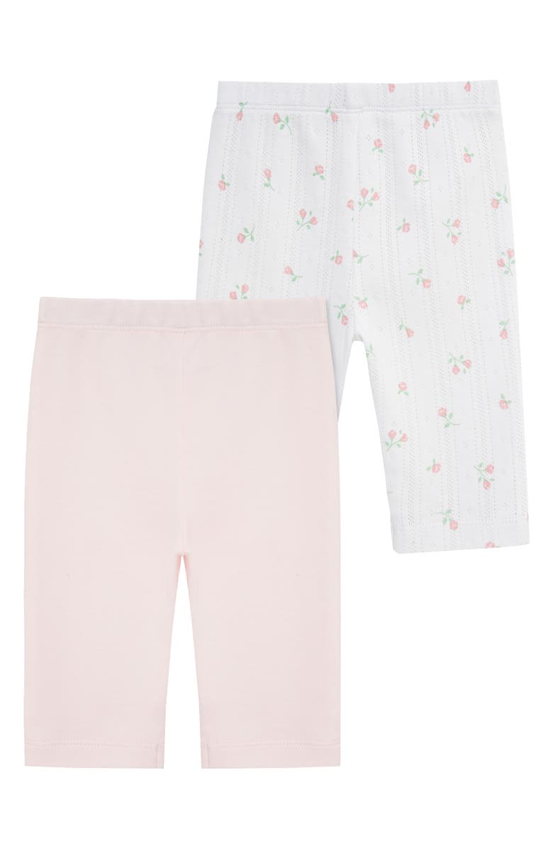 Little Me Dainty Roses Assorted 2-Pack Cotton Pants, Alternate, color, Pink