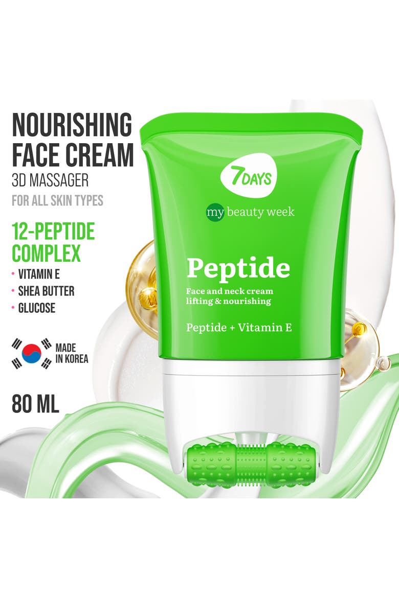 Face moisturizer with Peptide for Nourishing & Lifting effect with 3D Massage Applicator, Alternate, color, White