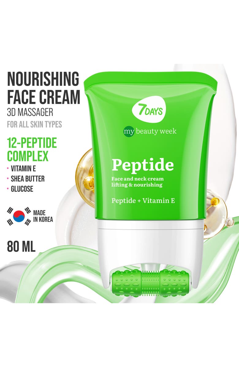 7DAYS Face moisturizer with Peptide for Nourishing & Lifting effect with 3D Massage Applicator, Alternate, color, White