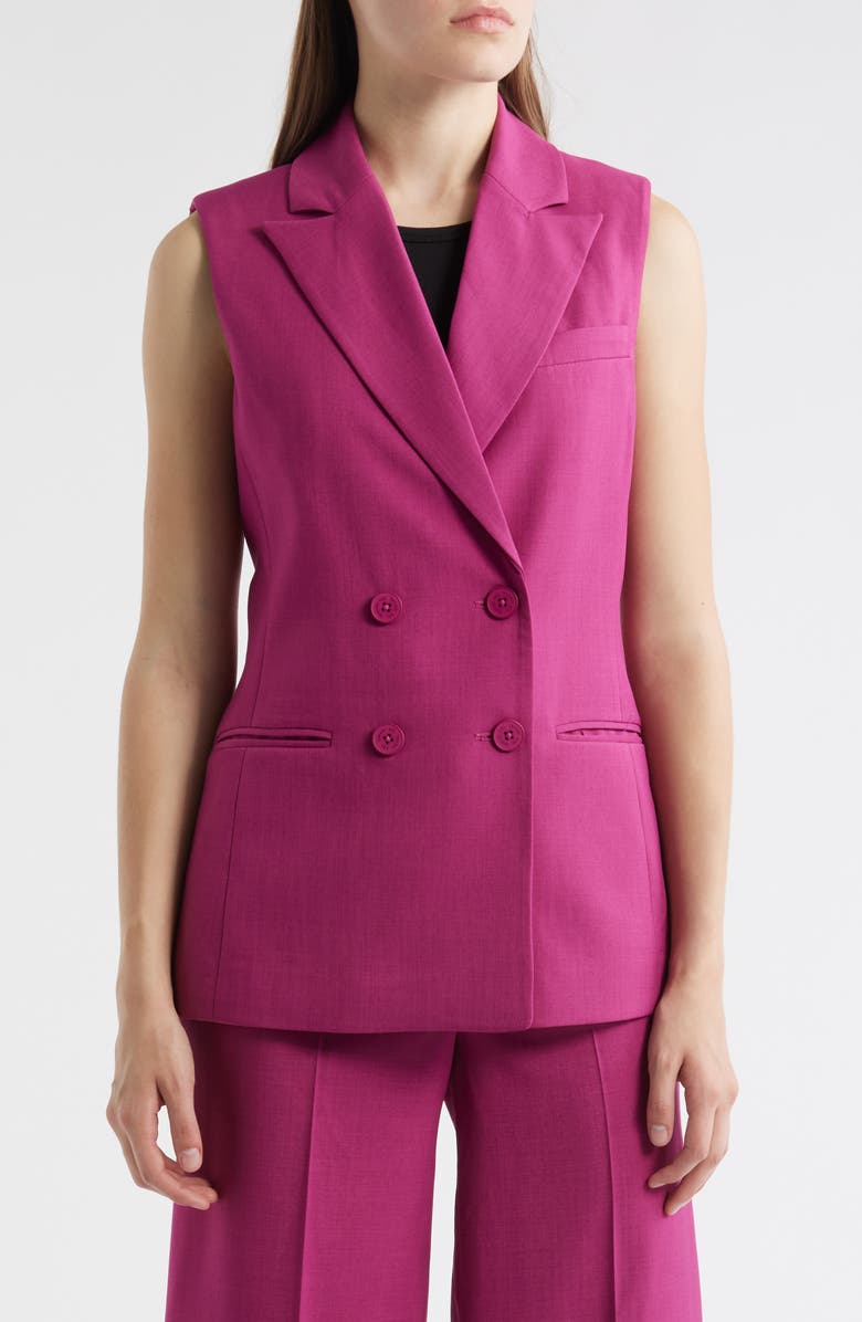 Tahari ASL Longline Vest, Main, color, Wild Berry