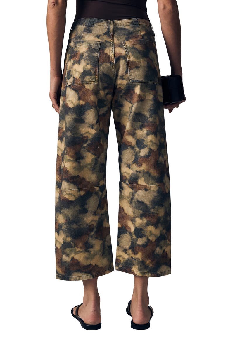 LE JEAN Watercolor Camo Print Crop Barrel Utility Jeans, Alternate, color, Watercolor Camo