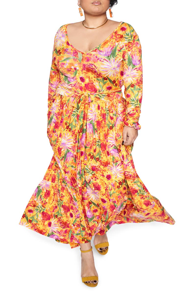 Zelie for She Blissful Long Sleeve Maxi Dress, Main, color, 