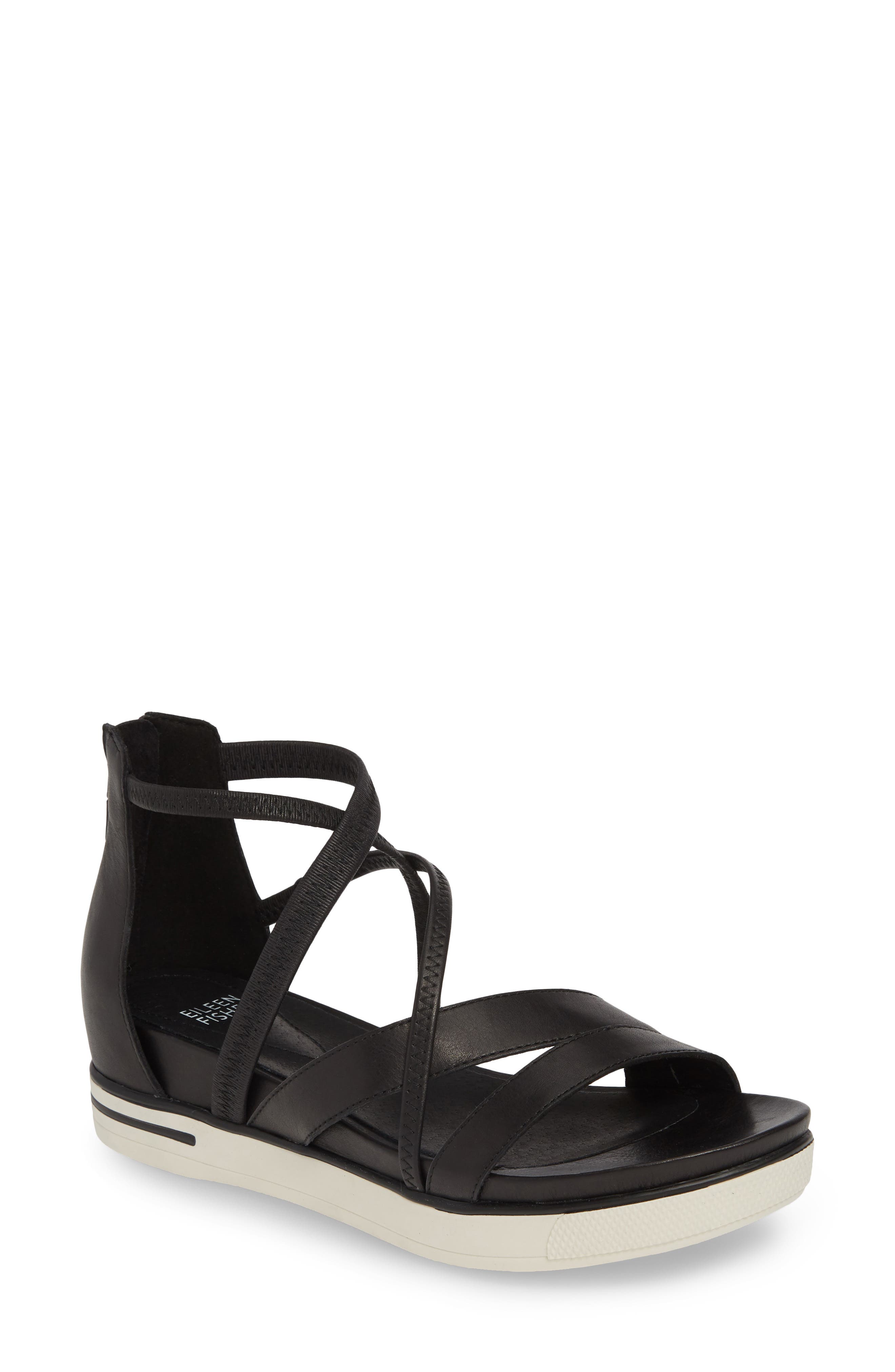 Skip Strappy Platform Sandal, Main, color, BLACK LEATHER