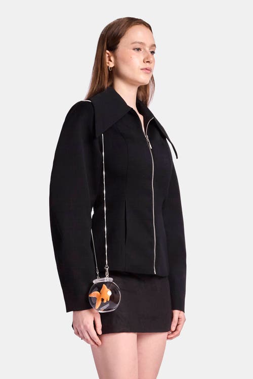 Kate Barton Fitted Wool Jacket With Sculpted Sleeve In Black