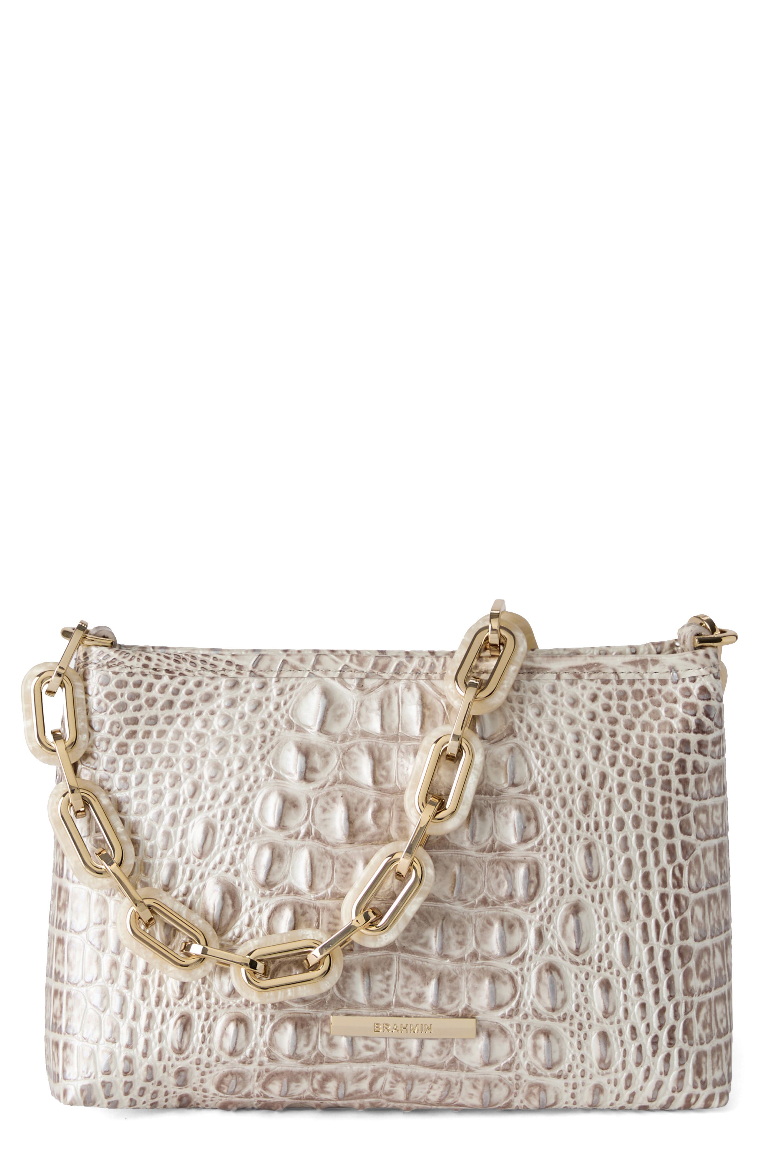 Brahmin Mod Lorelei Croc Embossed Leather Shoulder Bag, Main, color, Pristine Melbourne