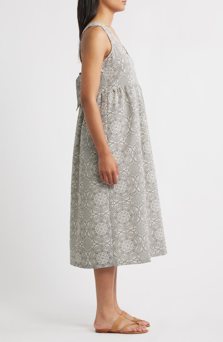 Bobeau Tie Back Sleeveless Midi Dress, Alternate, color, Antique White Medallion