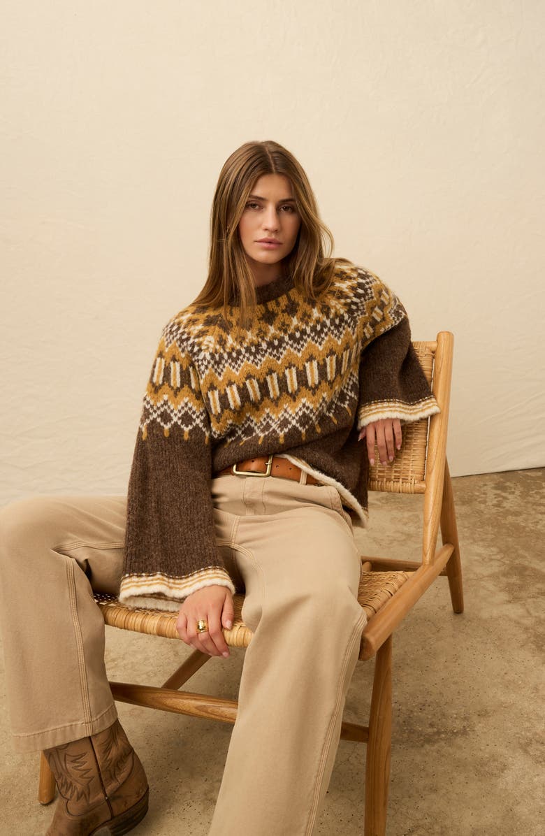 Faherty Summit Fair Isle Alpaca & Merino Wool Blend Sweater, Alternate, color, Harvest Trails