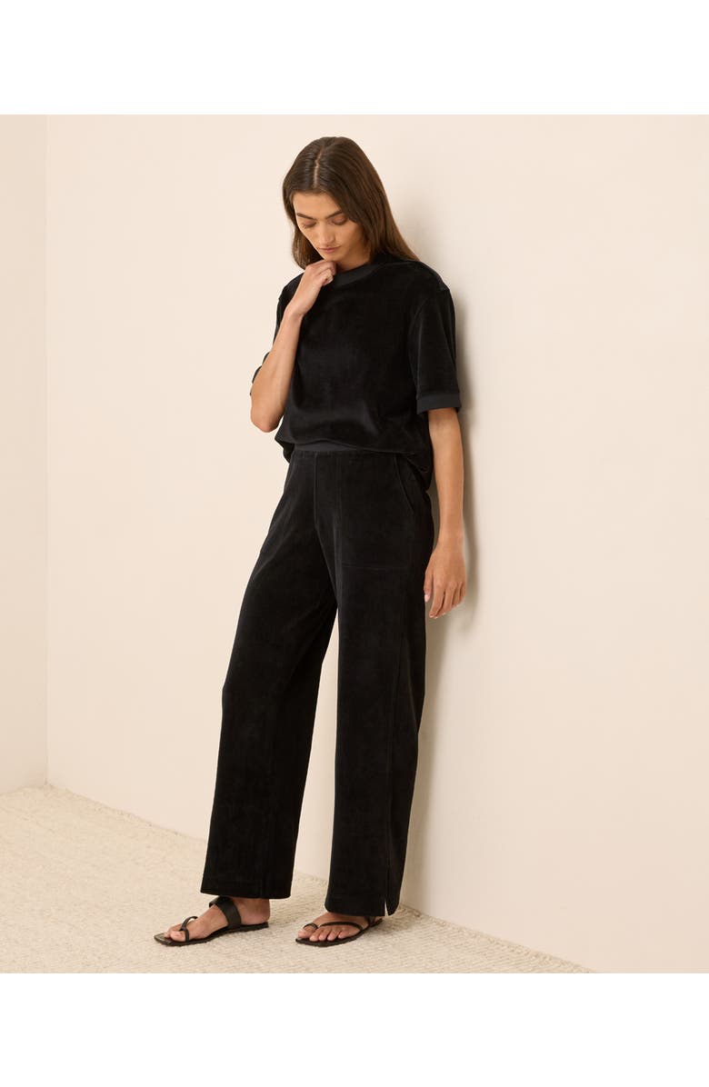Pact Organic Cotton Pure Velour Wide Leg Pant, Alternate, color, Black