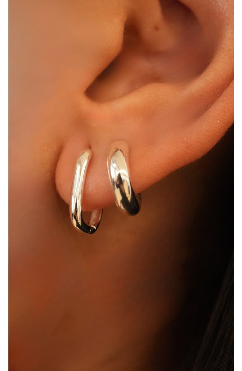 Argento Vivo Sterling Silver Oblong Hoop Earrings, Alternate, color, Silver