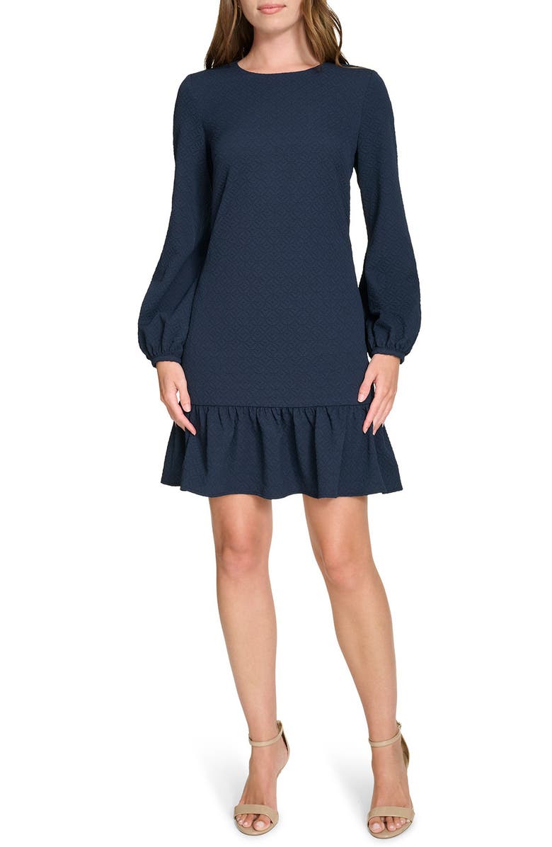 Tommy Hilfiger Jacquard Tile Long Sleeve Dress, Main, color, 