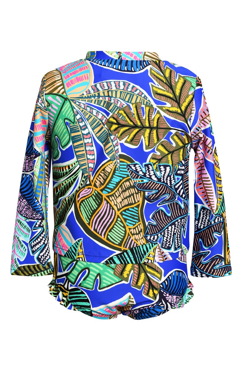 La Blanca Kids' Neon Long Sleeve Two-Piece Rashguard Swimsuit, Alternate, color, Blue Multi
