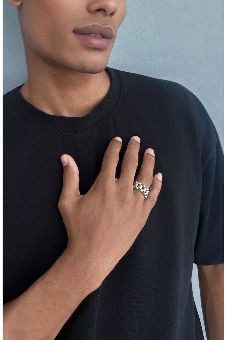 Men's Silver Plate Link Ring, Alternate, color, SILVER
