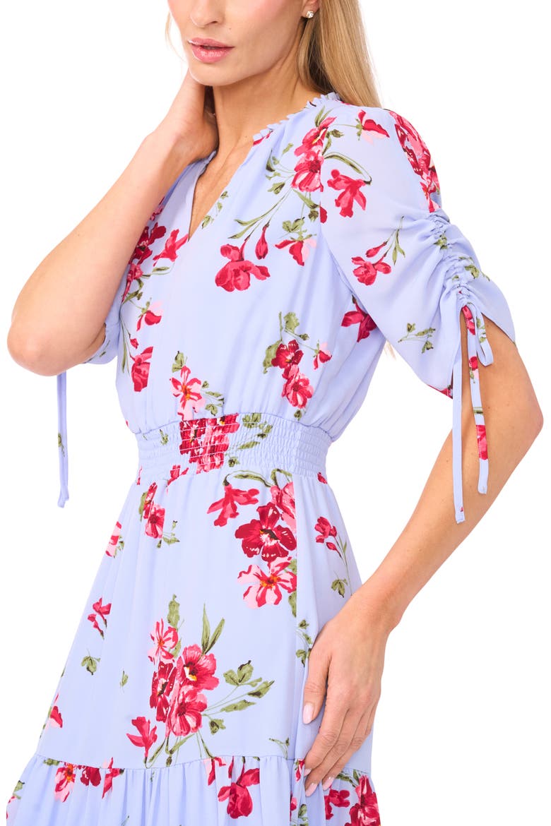 Floral Tiered Dress, Alternate, color, WINDSURFER