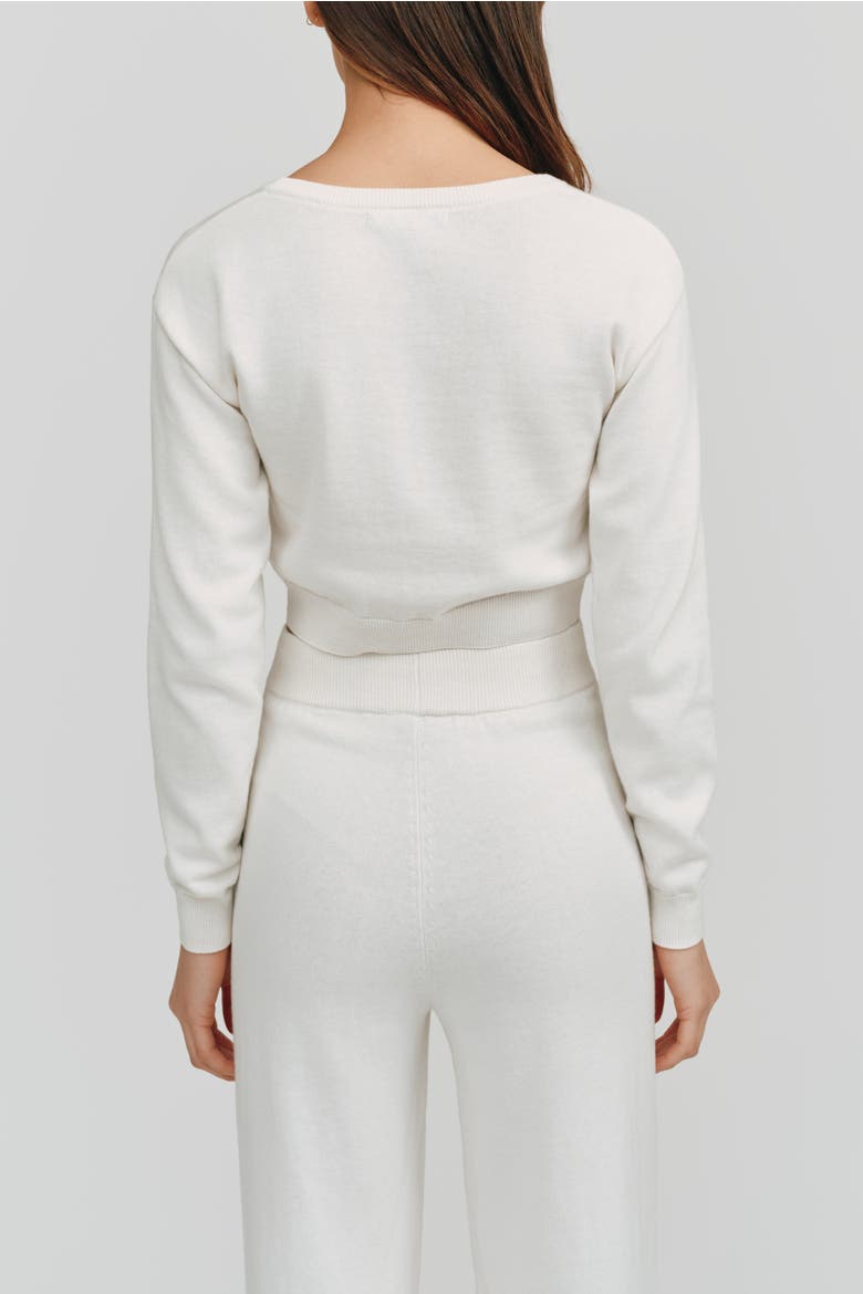 Astrid Long Sleeve Crop Sweater, Alternate, color, White