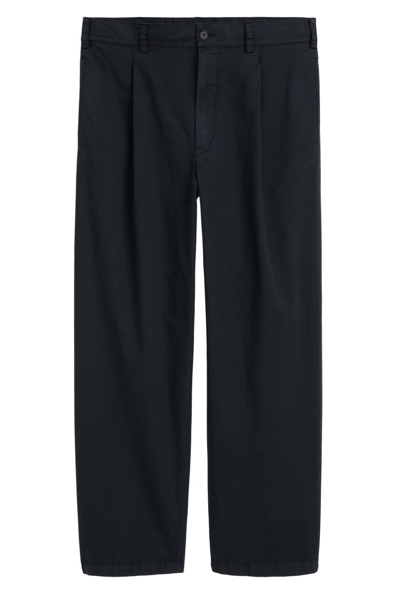 Georges Pleated Cotton Pants, Alternate, color, BLACK