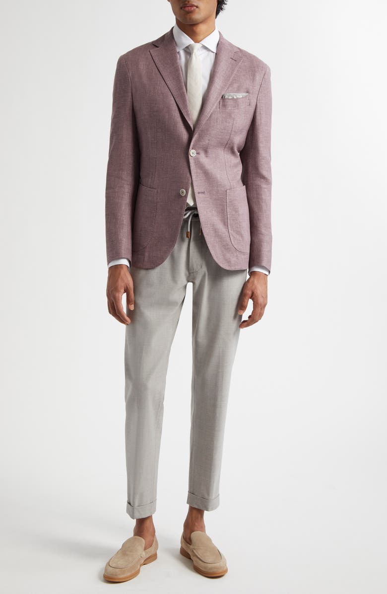 Eleventy Unstructured Linen & Wool Blend Sport Coat, Alternate, color, 47 Berry