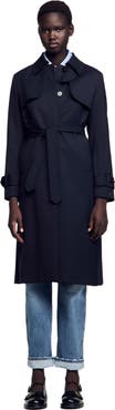 SANDRO Trench coat with pleated inset