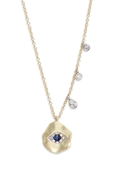 Diamond & Sapphire Evil Eye Pendant Necklace