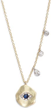 Meira T Diamond & Sapphire Evil Eye Pendant Necklace
