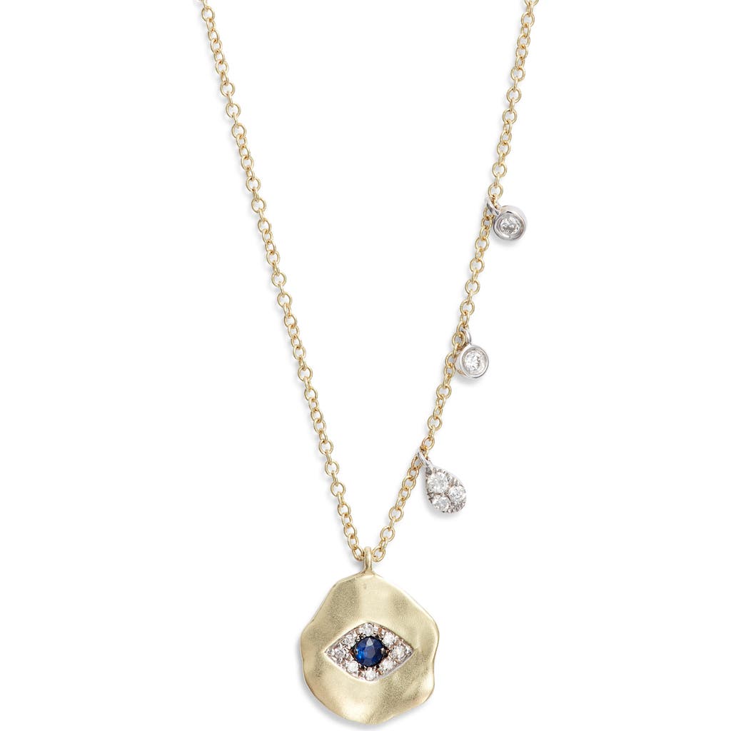 Meira T 14k White & Yellow Gold Evil Eye Sapphire & Diamond Disc Pendant Necklace, 16 In Gold