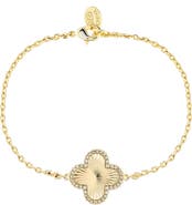 RIVKA FRIEDMAN 18K Gold Clad Pavé CZ Clover Charm Bracelet