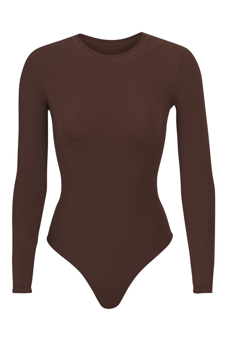 Fits Everybody Long Sleeve Crewneck Bodysuit, Main, color, COCOA
