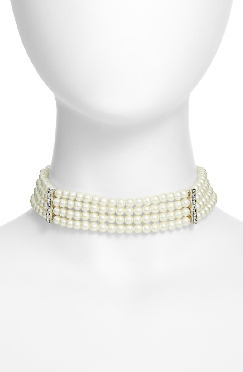 Kenneth Jay Lane Faux Pearl Choker Necklace, Main, color, 