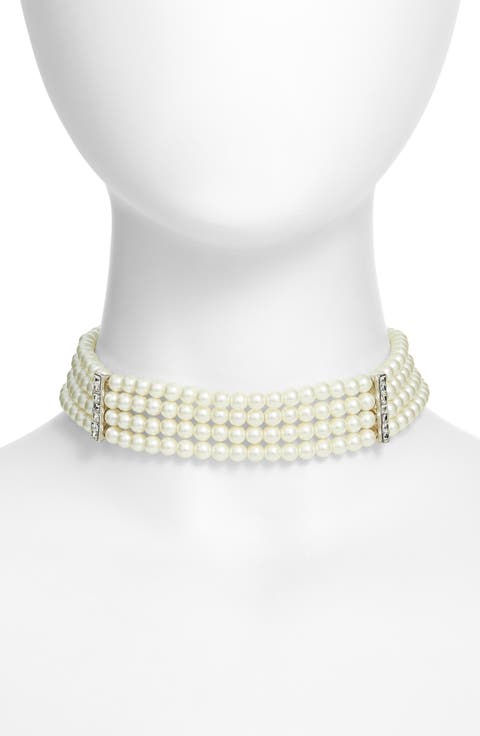 Faux Pearl Choker Necklace