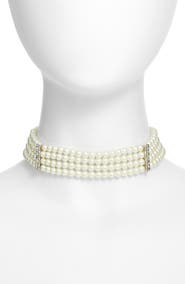 Kenneth Jay Lane Faux Pearl Choker Necklace