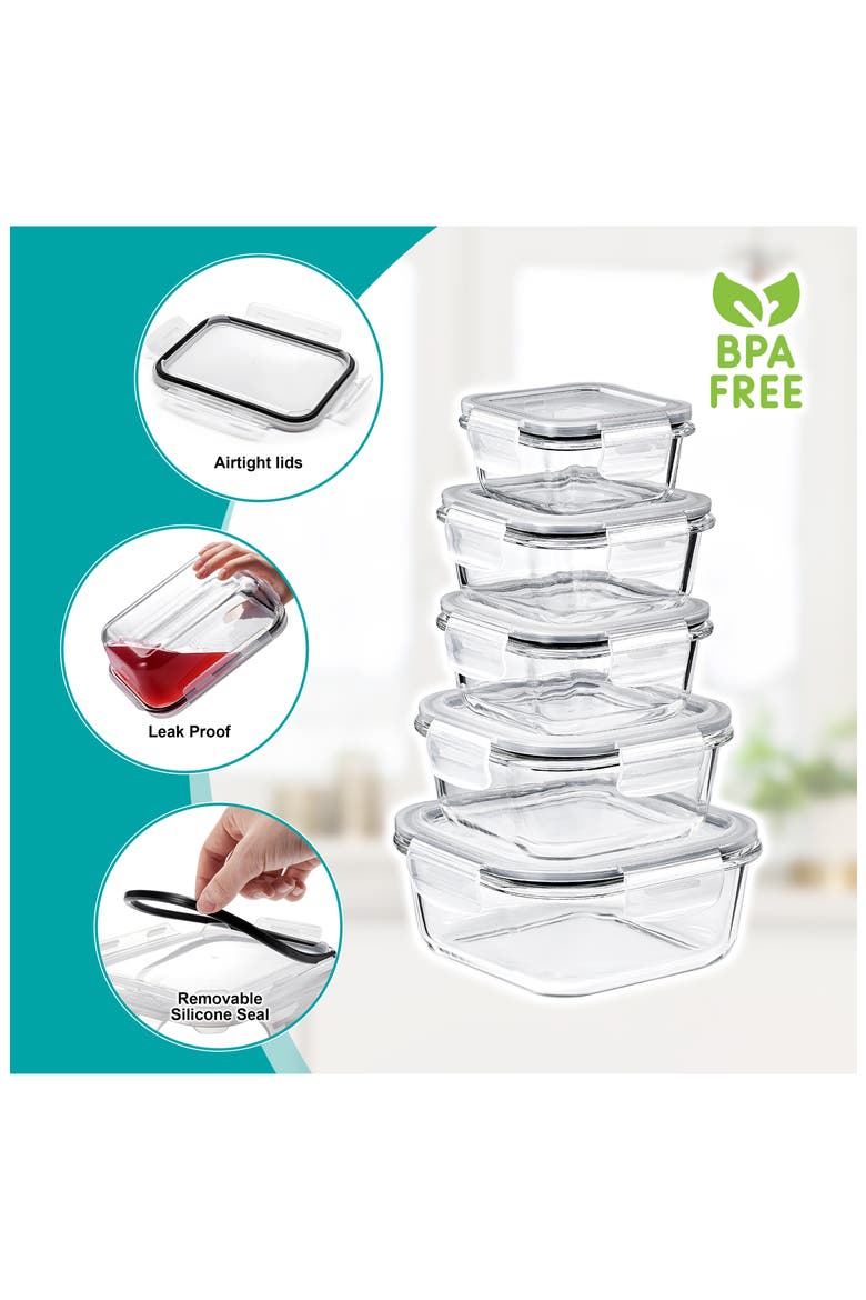 14-Pack Glass Food Prep Storage Containers, Alternate, color, CLEAR
