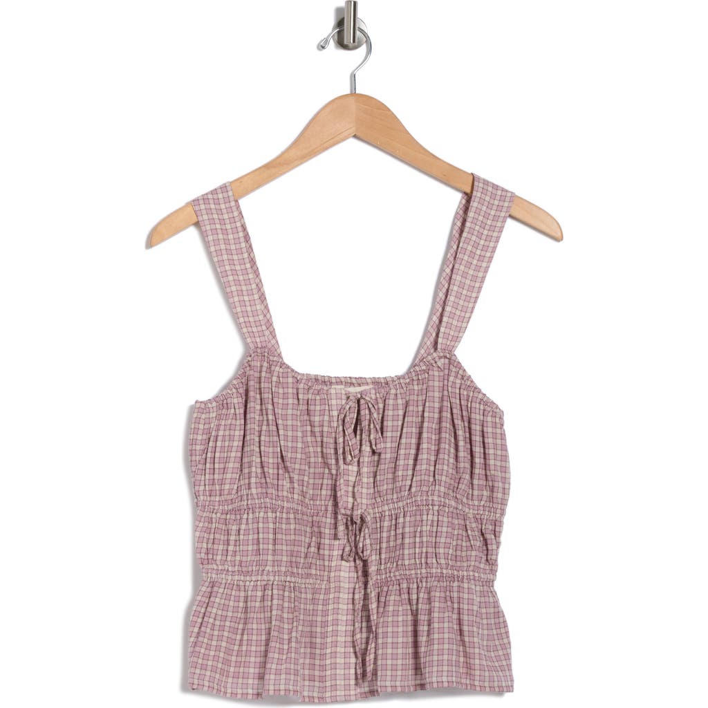 Shop Lucky Brand Tie Detail Ruffle Tank In Purple Check