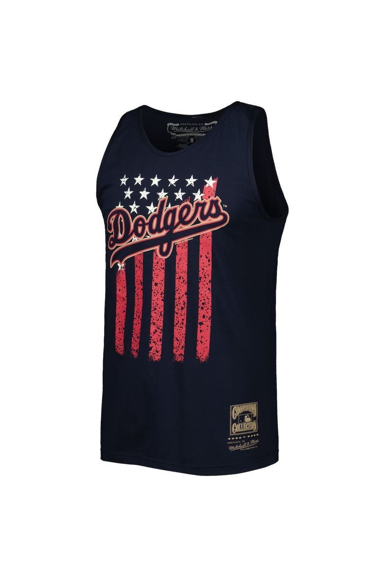 Men's Mitchell & Ness Navy Los Angeles Dodgers Cooperstown Collection Stars and Stripes Tank Top, Alternate, color, Navy