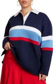 ELOQUII Striped Polo Shirt