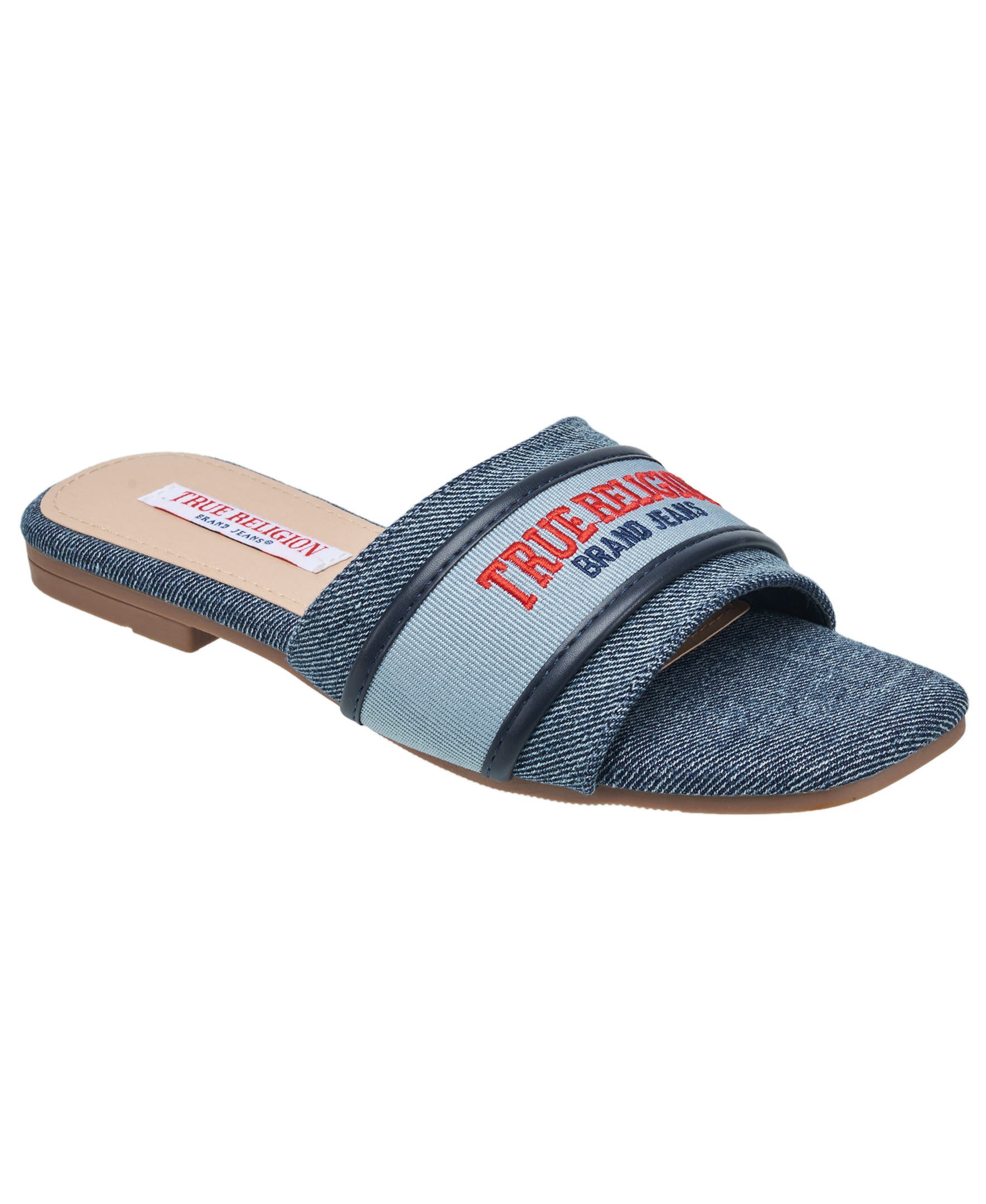 True Religion Remy Logo Band Sandal, Main, color, Denim