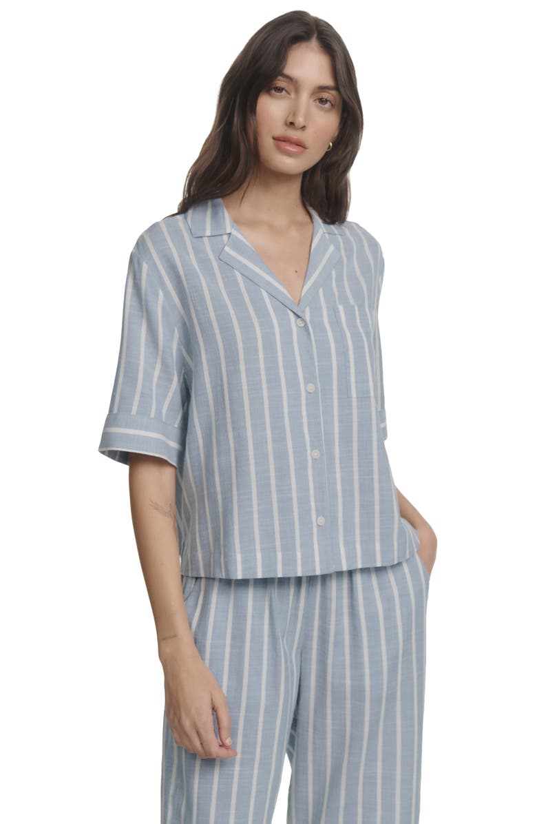 Eberjey Nautico Stripe Pajamas, Alternate, color, Classic Stripe Slate Blu/ Ivor