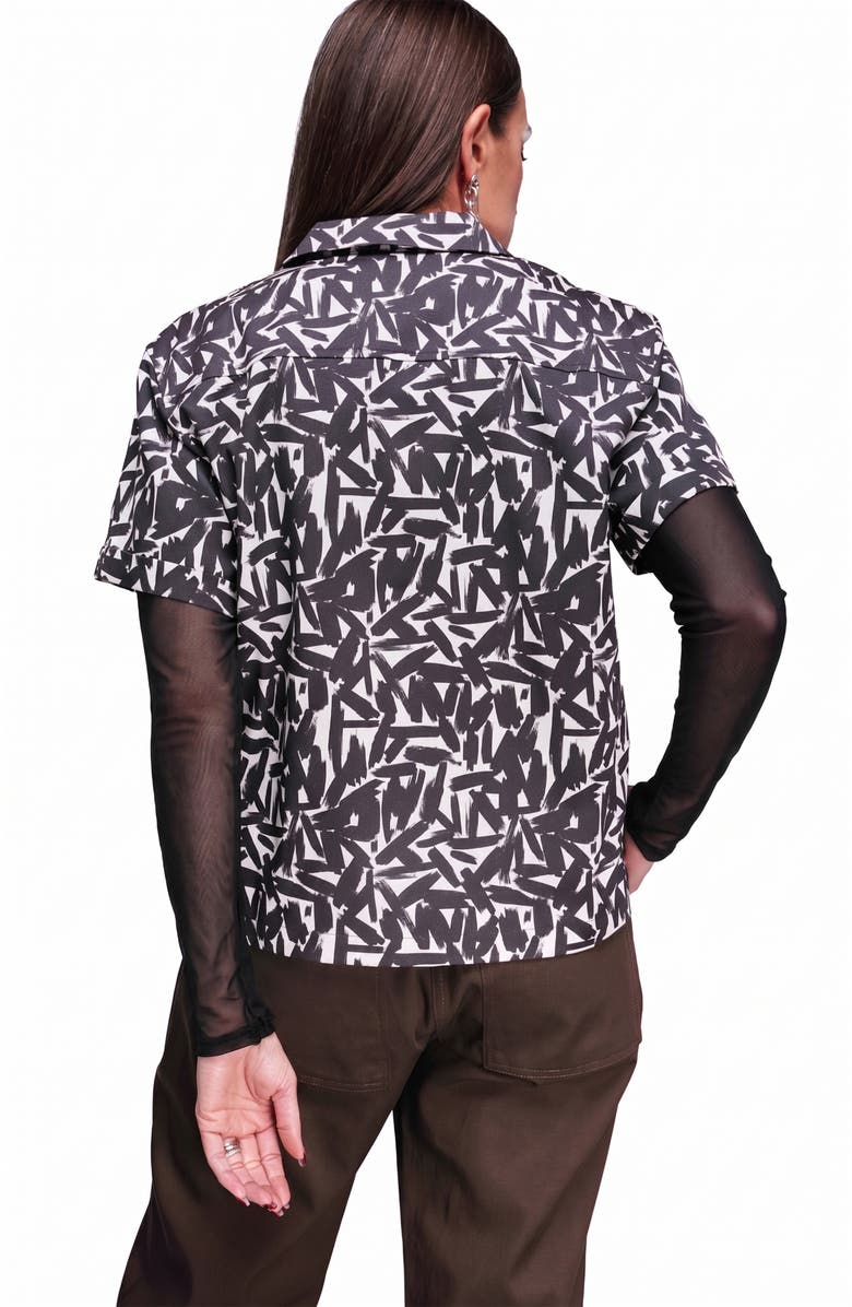 WILDFANG The Everyday Camp Button Up, Alternate, color, Paint Stroke White