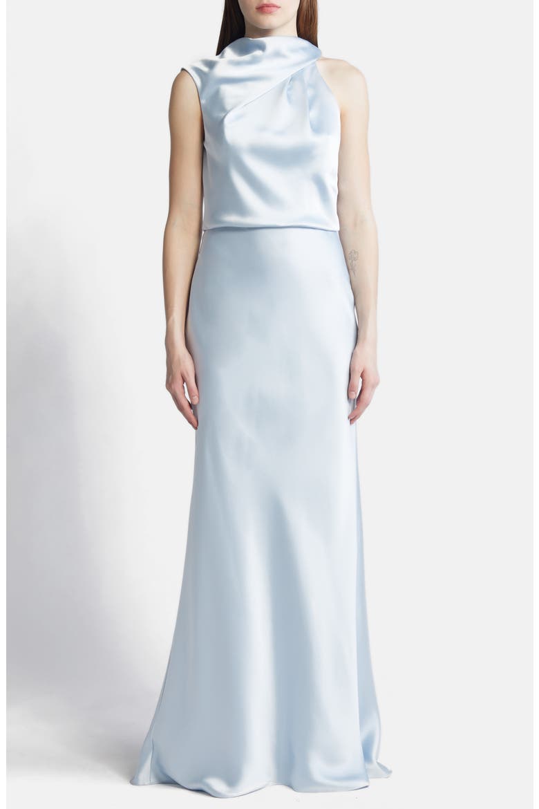 Asymmetric Neck Satin Gown, Main, color, ICE