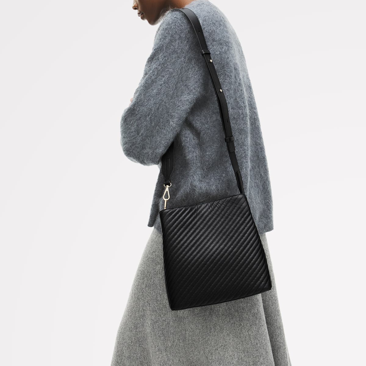 Radley Dukes Place - Diagonal Quilt Medium Compartment Crossbody Bag, Alternate, color, Black