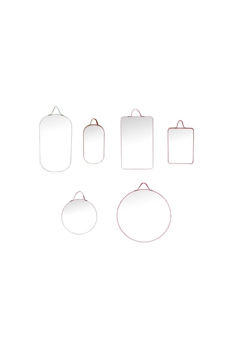Velvet Framed Mini Wall Mirrors, Set of 6, Main, color, Multicolor